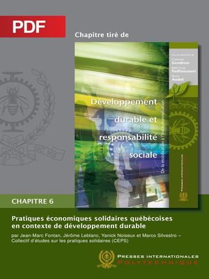 cover image of Pratiques économiques solidaires québécoises en contexte de développement durable (Chapitre PDF)